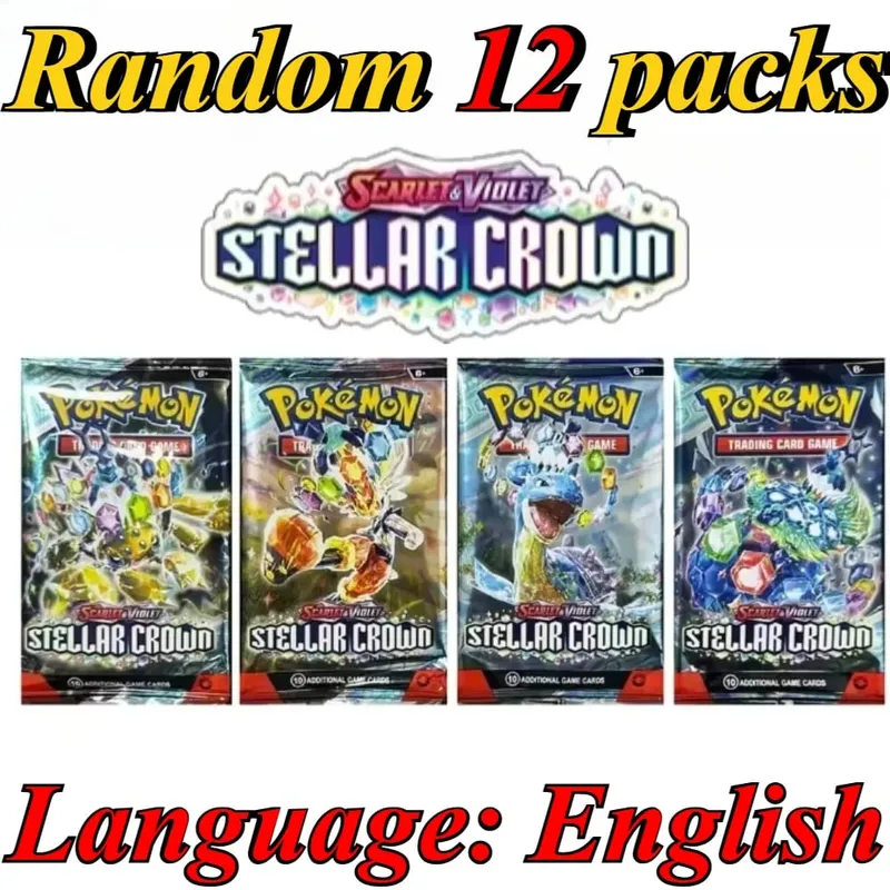 10 πακέτα καρτών Pokémon Bright Stars 151 Prismatic Evolutions PALDEAN FATES English Reinforcement Battle Δώρο κάρτα συναλλαγής