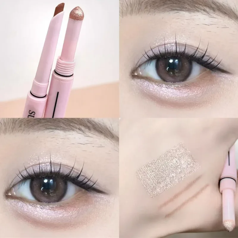Dual End Glitter Matte Aegyosal Pen Brightening Highlight & Shadow Stick szemsmink fekvő selyemhernyó szemceruza gél ceruza 애교살 펜 — image 8