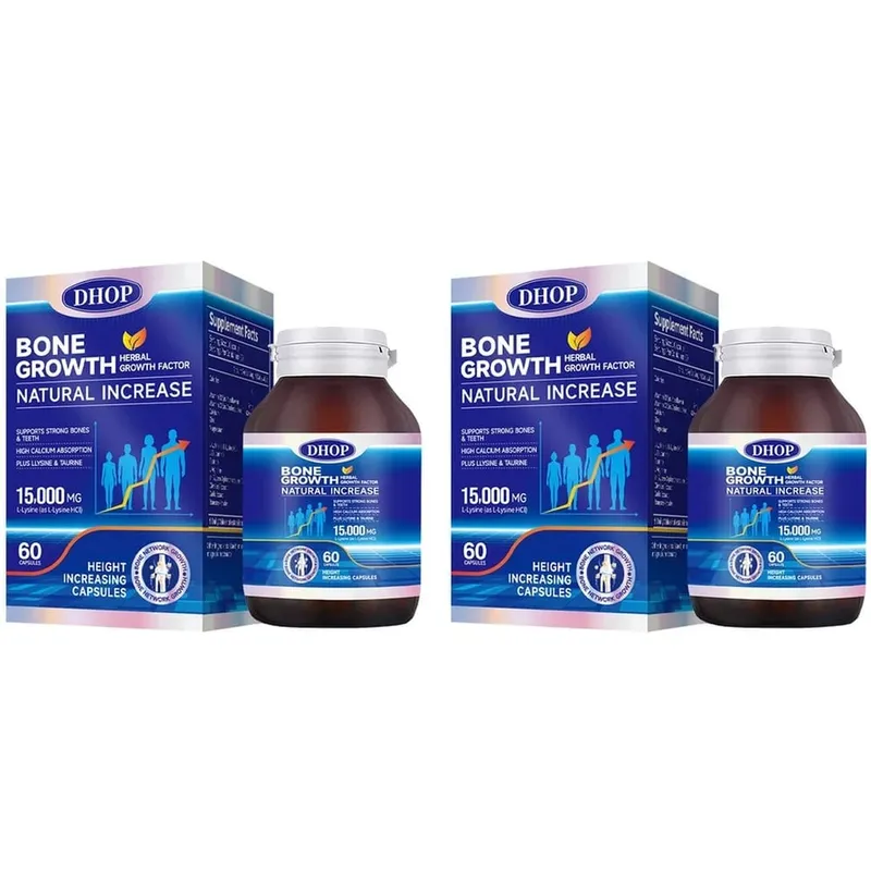 Bone Growth Natural Increase Capsules with L-Lysine Vitamin D3 Calcium & Zinc; Supports Strong Bones & Teeth 60 Capsules