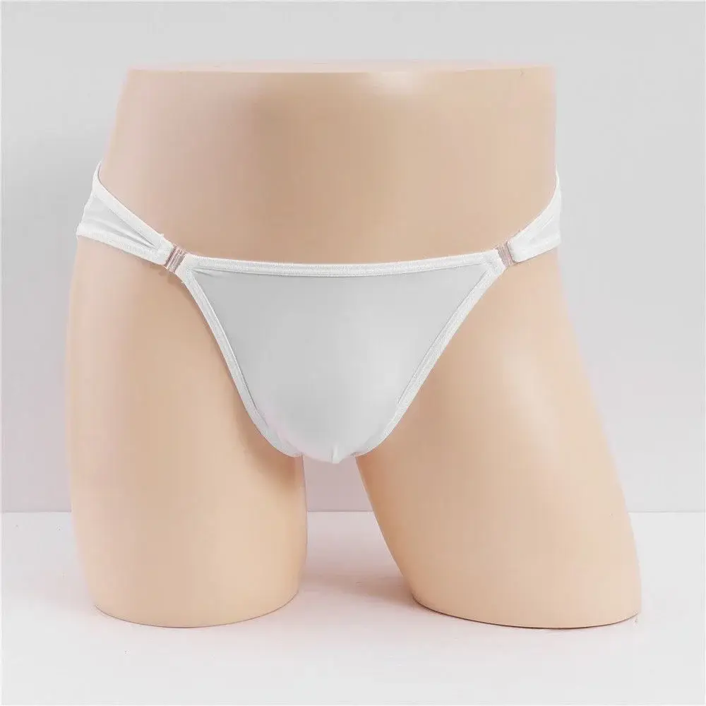 Sexy Heren U Bolle Nylon Slips Afneembare Gesp Lage Taille Ijs Zijde Ondergoed Comfortabele Melk Zijde Naadloze Dunne Slipje