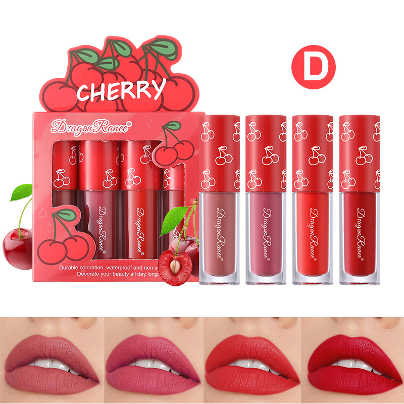 Mini Velvet Matte Lip Gloss Set 3 τμχ/4 τμχ Αντικολλητικό Κύπελλο που δεν ξεθωριάζει με μακράς διαρκείας απόχρωση χειλιών με άρωμα φρούτων Απαλό και ελαφρύ — image 11