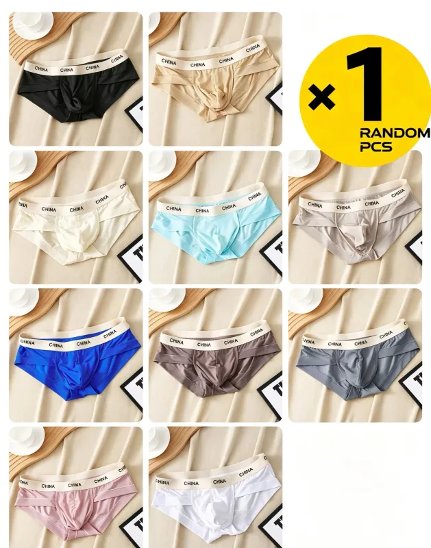 Herren-Slip aus Eisseide, ultradünn, atmungsaktiv, durchsichtig, Unterwäsche, weicher, breiter Bund, Sommer, kühles Komfort-Höschen, zufällige Farbe, 1 Stück