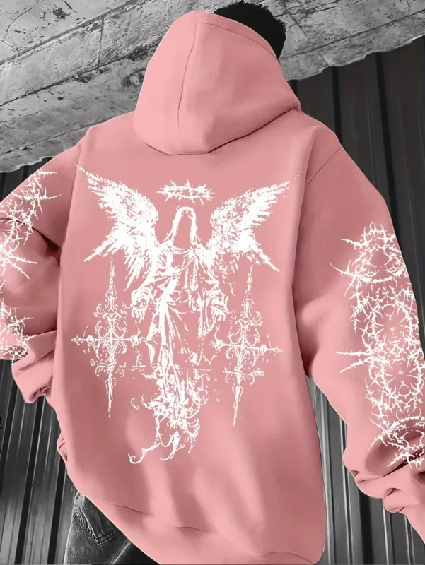 Gotik Tarzı Melek Baskı Hoodies Erkek Kadın Açık Sokak Rahat Spor Trendi Hip-Hop Çift Uzun kollu Sonbahar Kış Kazak