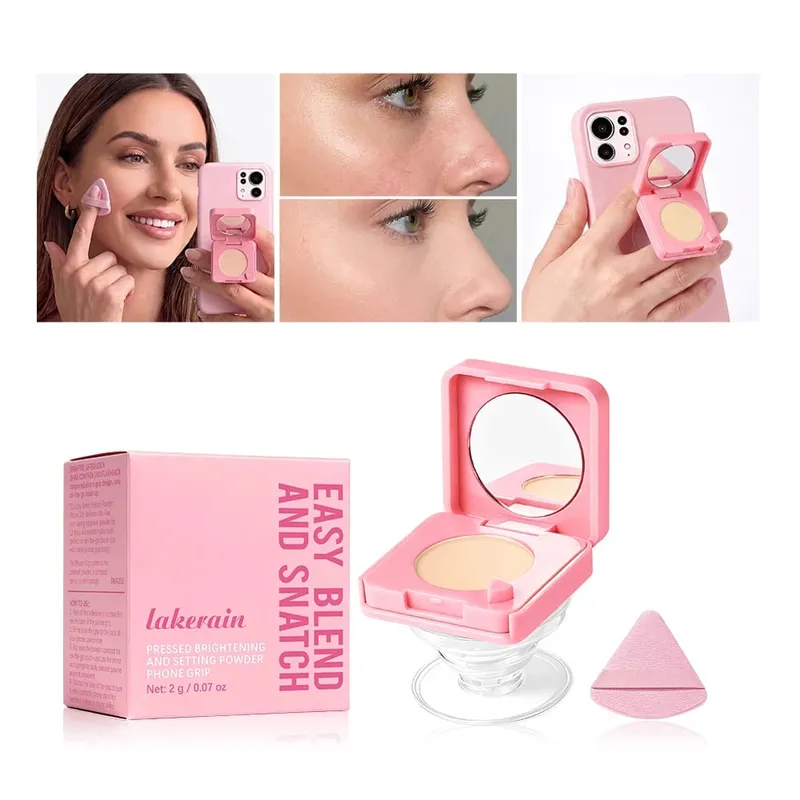 3Pcs Foundation Stick Face Pressed Powder Compact with Christmas Drawstring Bag Long Lasting Matte Face Cosmetic Christmas Gift