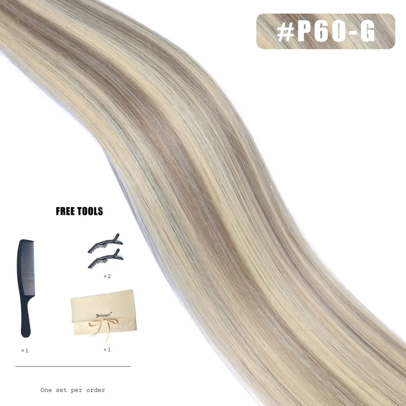 Genius Weft Human Hair Extensions 100G Double Drawn Blonde Bundles Invisible Straight Virgin Hair Weft Full End Κορυφαία ποιότητα