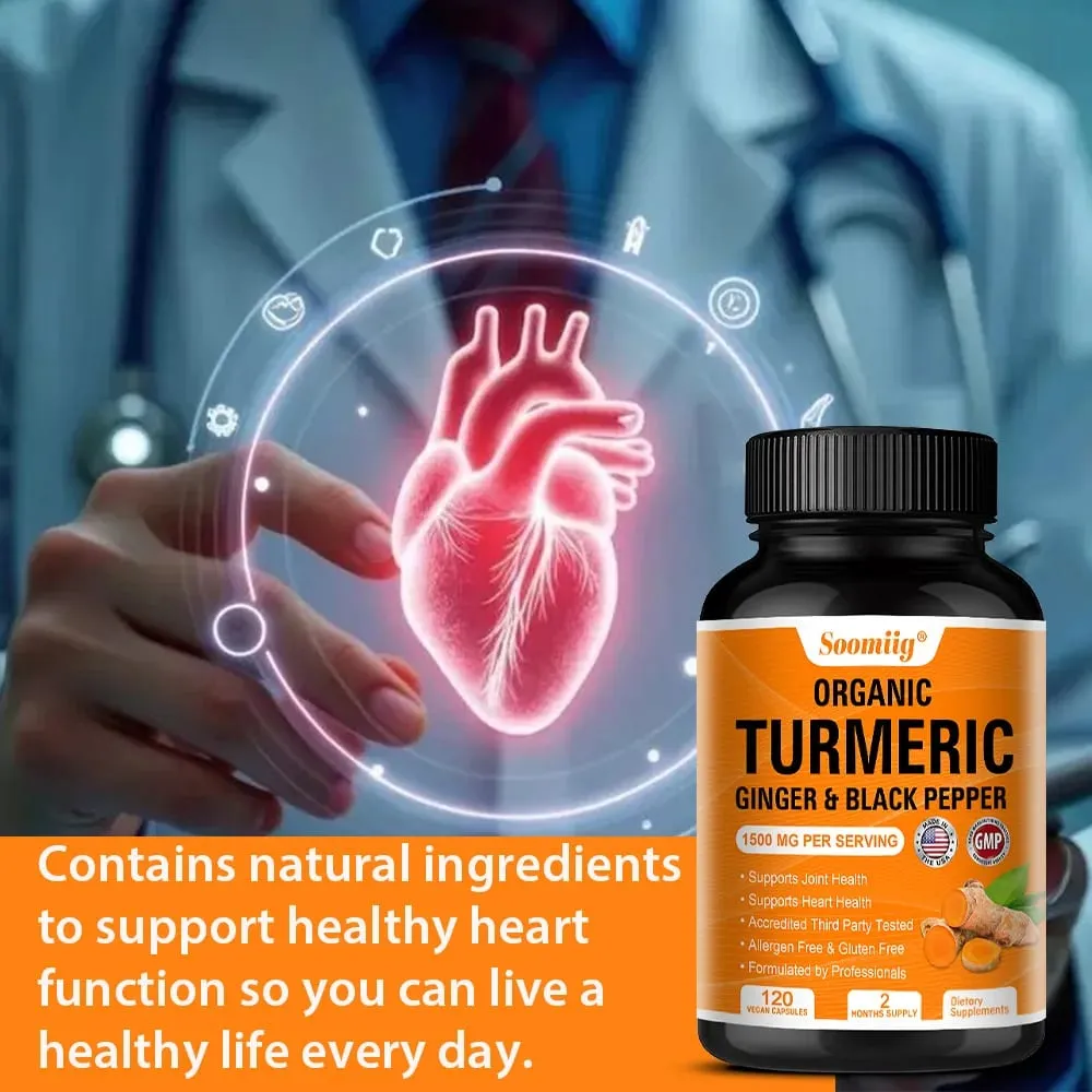 Turmeric Curcumin with Black Pepper Extract 1500mg Joint & Immune Health Support - High Absorption Turmeric Supplement NON-GMO