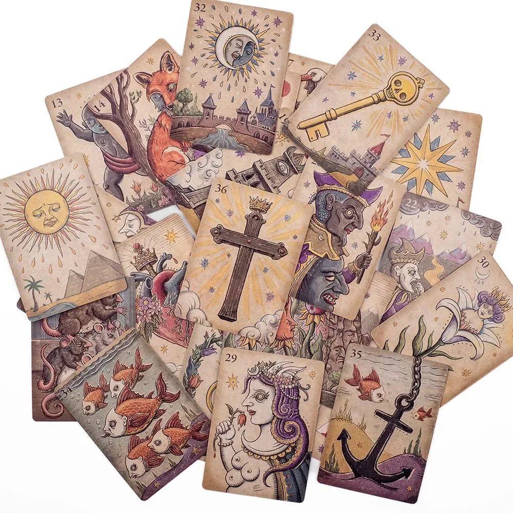 36 יחידות Lenormand Della Luna קלפי שולחן טארוט של משחקי קבוצה למסיבות סט אורקל ודיבינציה 7.3*10.2 ס"מ