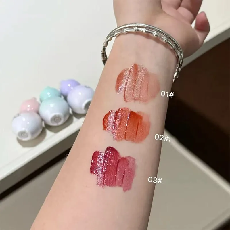 Mini Gourd Watery Mirror Lip Glaze Σετ 3 χρωμάτων Διαρκής Ενυδάτωση Water Glass Lipgloss Tint Hydrating Lip Stain Kit
