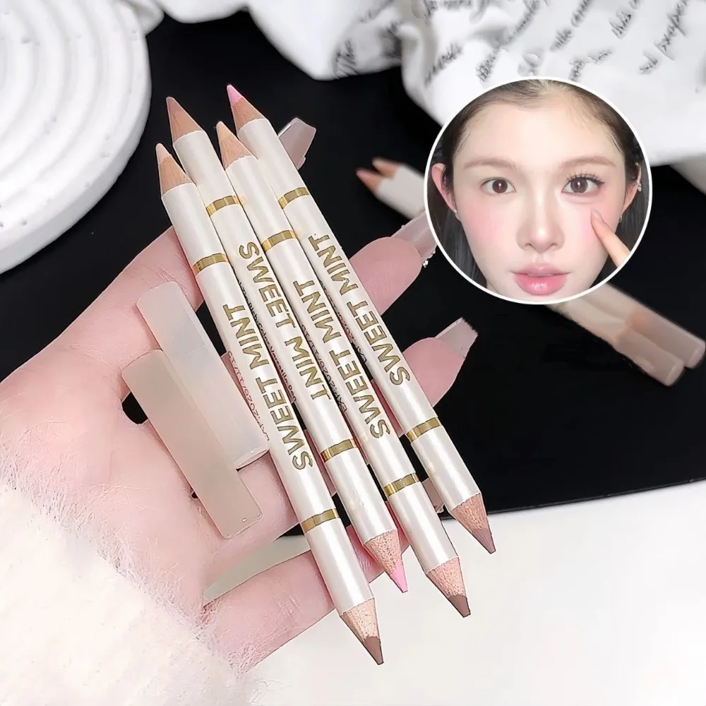 Kétvégű selyemhernyó szemceruza árnyékoló toll 2 az 1-ben Nude Pink Brightening Highlighter Sminkceruza Tartós Vízálló Szemsmink
