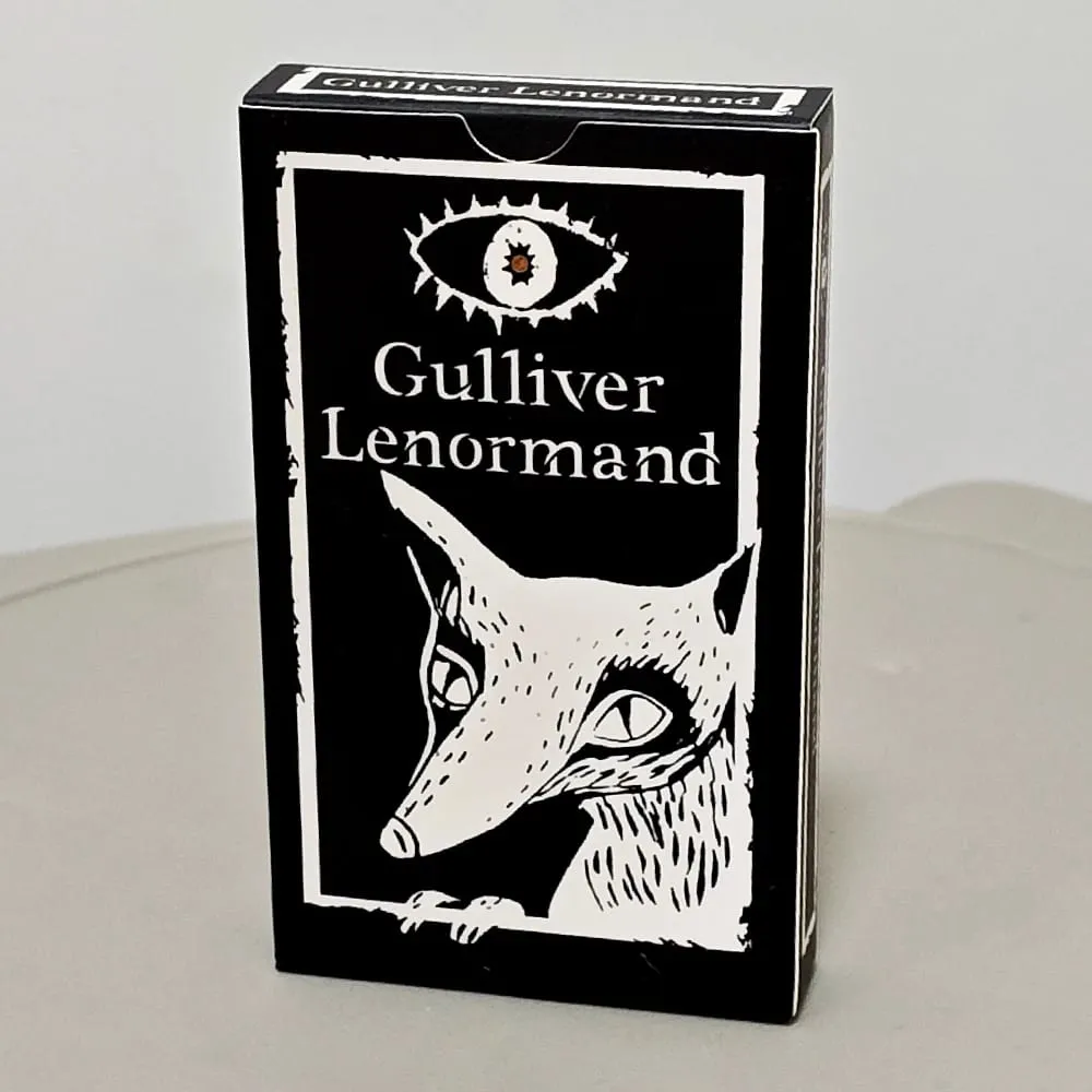 Gulliver Lenormand Oracle Deck 10,3*6cm - 36 Cards Minimalist Black & White Linocut Art