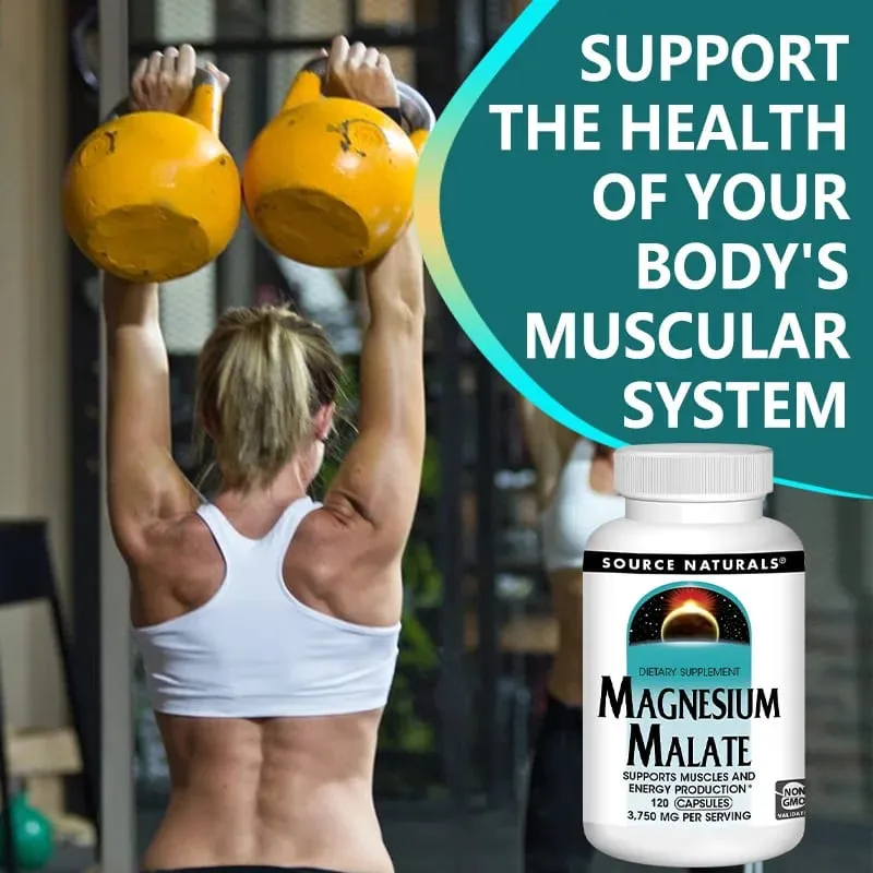 Magnesium Malate 3750 Mg Supplement Supports Muscle Function Health and Energy Production