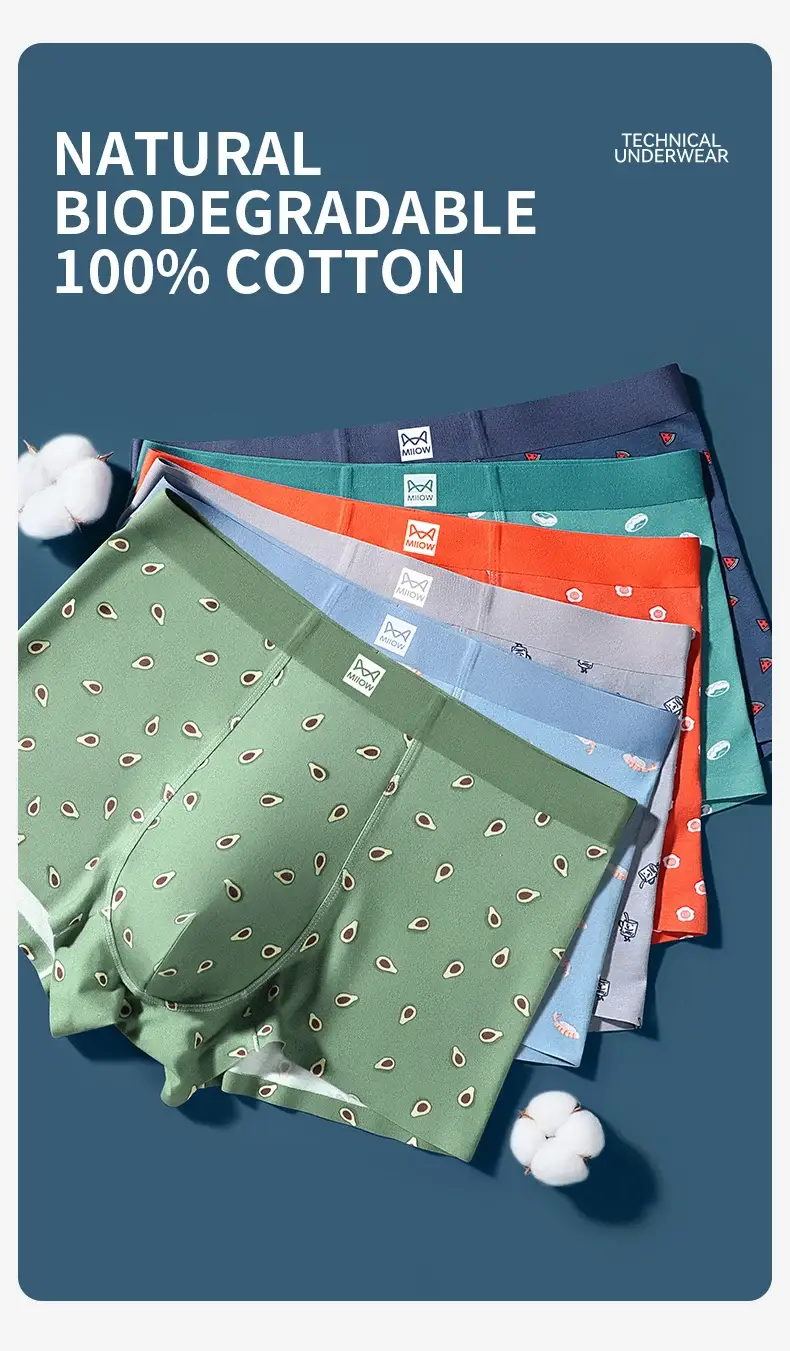 MiiOW Autumn Winter Cotton Men's Underwear Set Antibacterial Crotch Mens Underpants Funny Printed Breathable Man Boxers Briefs — image 15