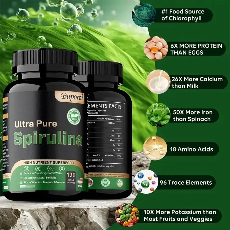 Organic Spirulina Supplement - Detoxification Nutrition Immune System Health Cardiovascular Health AntioxidantSupplements — image 4