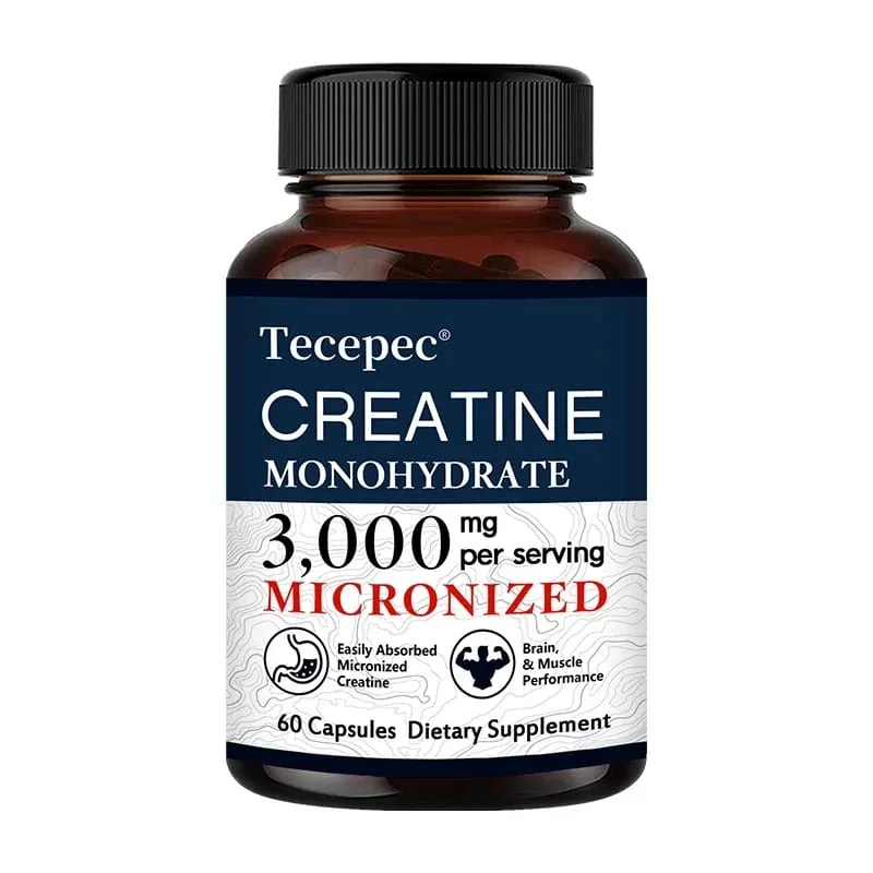 Creatine Monohydrate 3000 mg Capsules Supports Pre-Workout and Healthy Muscles Focus & Memory Easy to Absorb Easy to Swallow