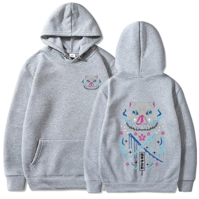 Inosuke Anime Hoodies Herr Dam Kimetsu no Yaiba Kawaii Manga Sweatshirts Gothic Harajuku Hood Pullover Casual Streetwear