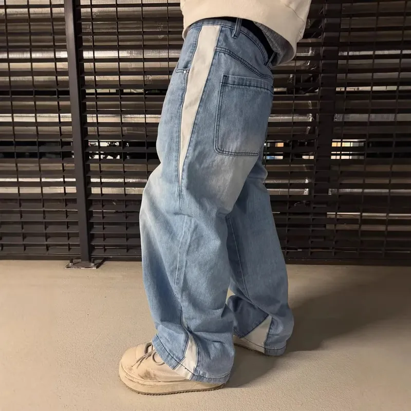 Wide Leg Jeans Men Straight Pants Vintag