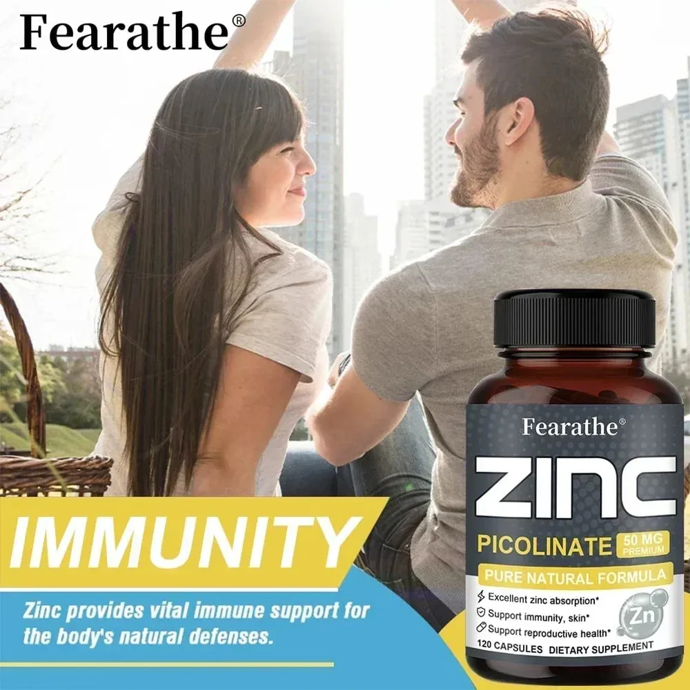 Zinc Capsules 50 Mg - Natural Antioxidant Immune Hair Nails & Skin Support Supplement Unisex — image 2