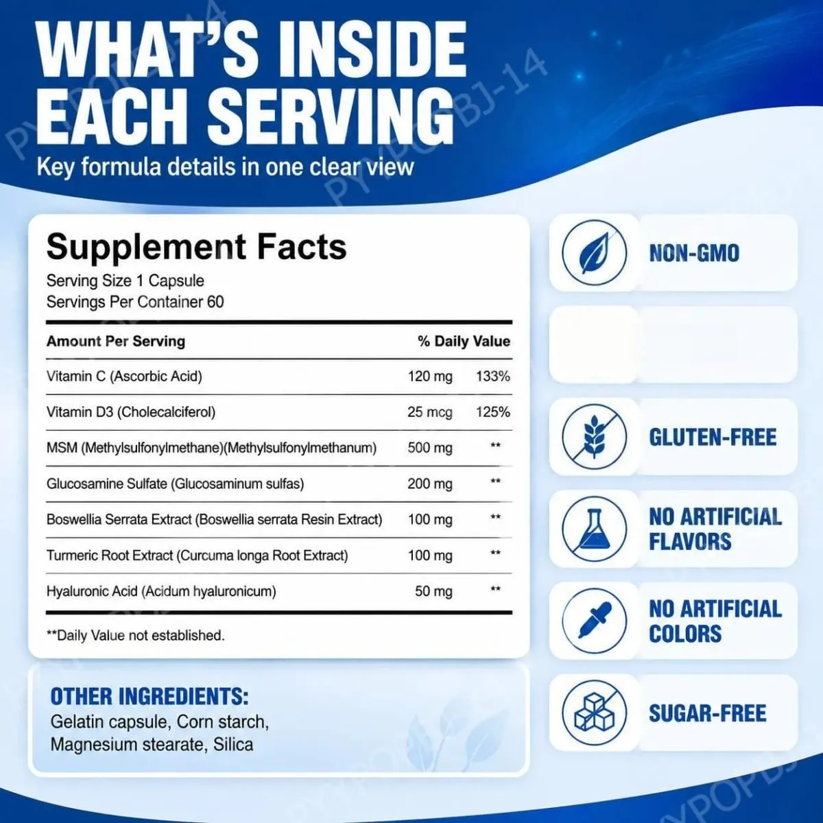 Docteat Knoglera MSM Joint Support Capsules Joint Comfort Cartilage Health and Joint Flexibility for Daily Mobility 60 Κάψουλες