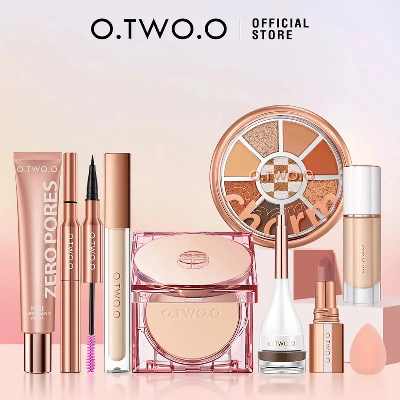 O.TWO.O 9 τμχ Full Makeup Face Setting Powder Primer Base Mascara Eyeliner Pen Eyebrow Tint Lipstick Eyeshadow Make-up για γυναίκες