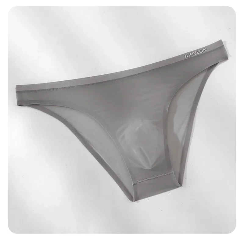 Seamless Quick Drying Men Briefs Underwear Solid Color Ice Silk Ultra-thin Underpants Sexy Breathable 3D Pouch Panties Undies
