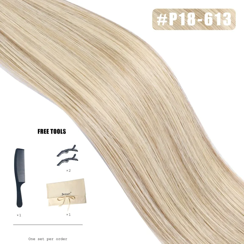 Genius Weft Human Hair Extensions 100G Double Drawn Blonde Bundles Invisible Straight Virgin Hair Weft Full End Κορυφαία ποιότητα