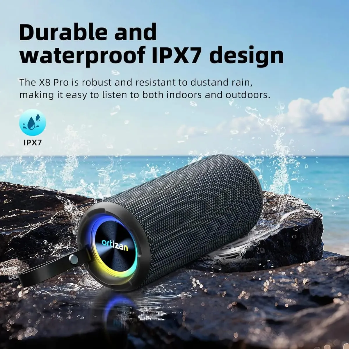 Ortizan Bluetooth Speaker 40W TWS רמקול נייד עם סטריאו סאונד בס Bluetooth 5.3 Wireless USB Type C חיצוני 6600mAh סוללה