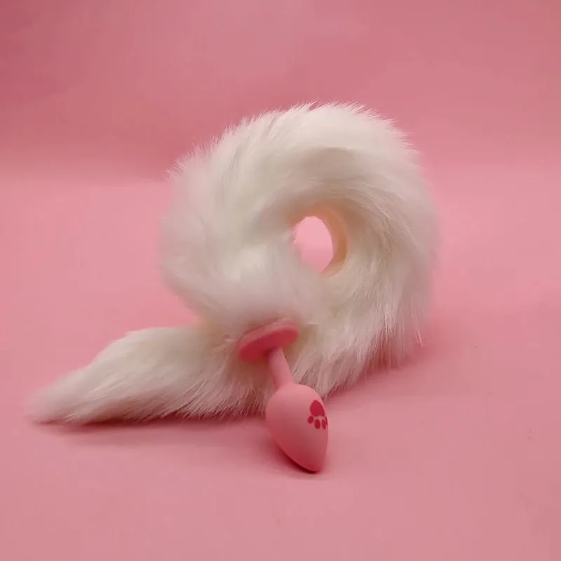 Soft Rabbit Long Tail Metal Anal Stopper SM Rabbit Tail Butt Plug Anal Sex Toys Prostate Massager Anus Sex Products for Men