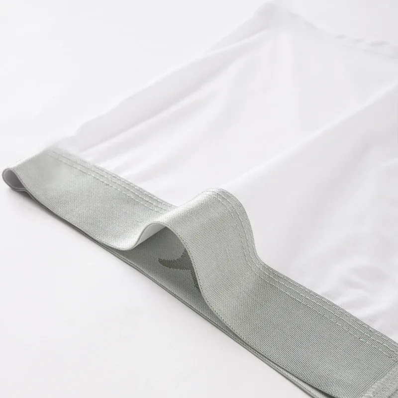 8pcs Bamboo Fiber Boxer Briefs White Men's Panties Letter Waistband Underwear Man Boxers Solid Color Boxershorts Men Underpants