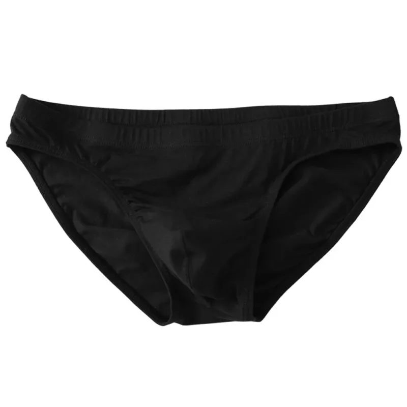 Skin Friendly Mens Cotton Underwear Briefs Breathable Low Waist U-Convex Pouch Underpants Simple Grey Black — image 4