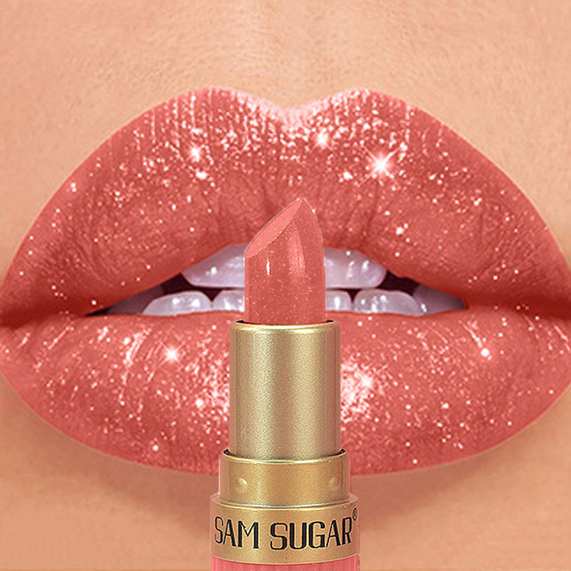 Diamond Pink Lipstick Chocolate Brown Metallic Glitter Lipstick Μεγάλης διάρκειας Αδιάβροχο Shimmer Pearl Sparkling Lip Gloss Μακιγιάζ