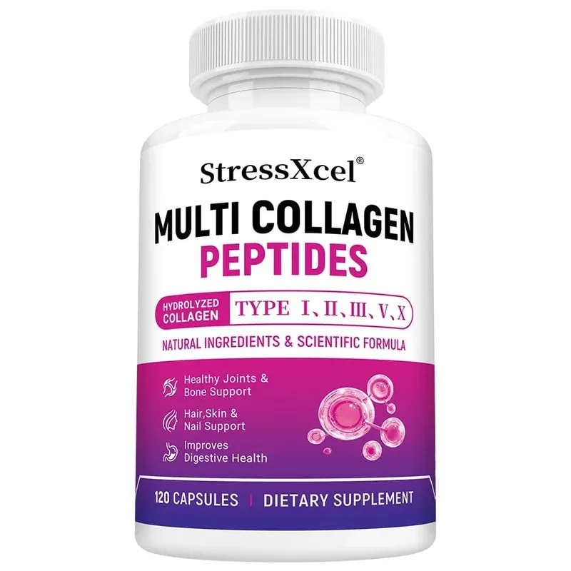 Multi Collagen Peptides Capsules Type I II III V X Biotin Anti-Aging Skin Hair Nails Joints Gut & Immunity Support
