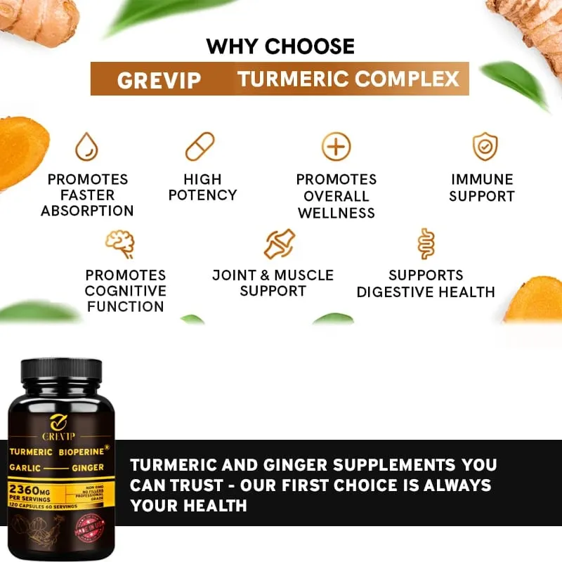 Συμπλήρωμα 4-σε-1 Turmeric Ginger - με Σκόρδο κουρκουμίνη μαύρο πιπέρι - Ανοσολογική υποστήριξη των αρθρώσεων Βελτιώνει την πέψη — image 4
