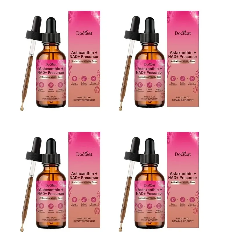 Docteat Astaxanthin+ NAD+ Precursor Liquid Supports Cellular Nutrition and Energy Metabolism Antioxidant Vitality Base 60 Ml