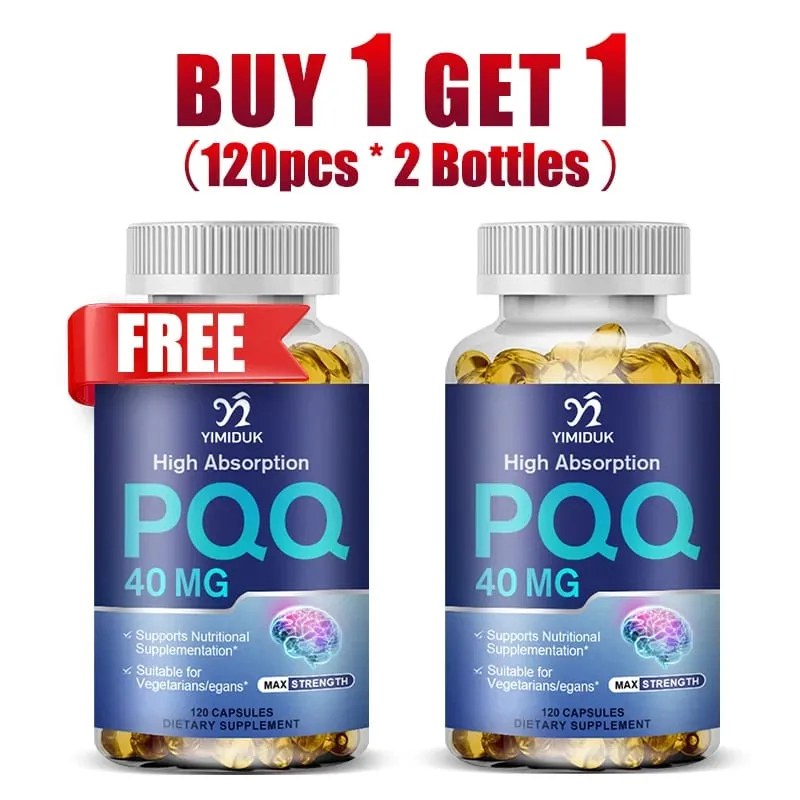 Buy 1 Get 1 Free! PQQ 40mg Supplement for Cognitive Function Booster Enhances Brain Energy Heart Brain & Anti-Aging Vegan