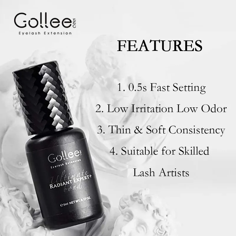 Gollee 0.5s דבק מהיר להארכת ריסים דבק ריסים מקצועי עמיד 6-8 שבועות השתלת ריסים עמיד למים Super Bonder