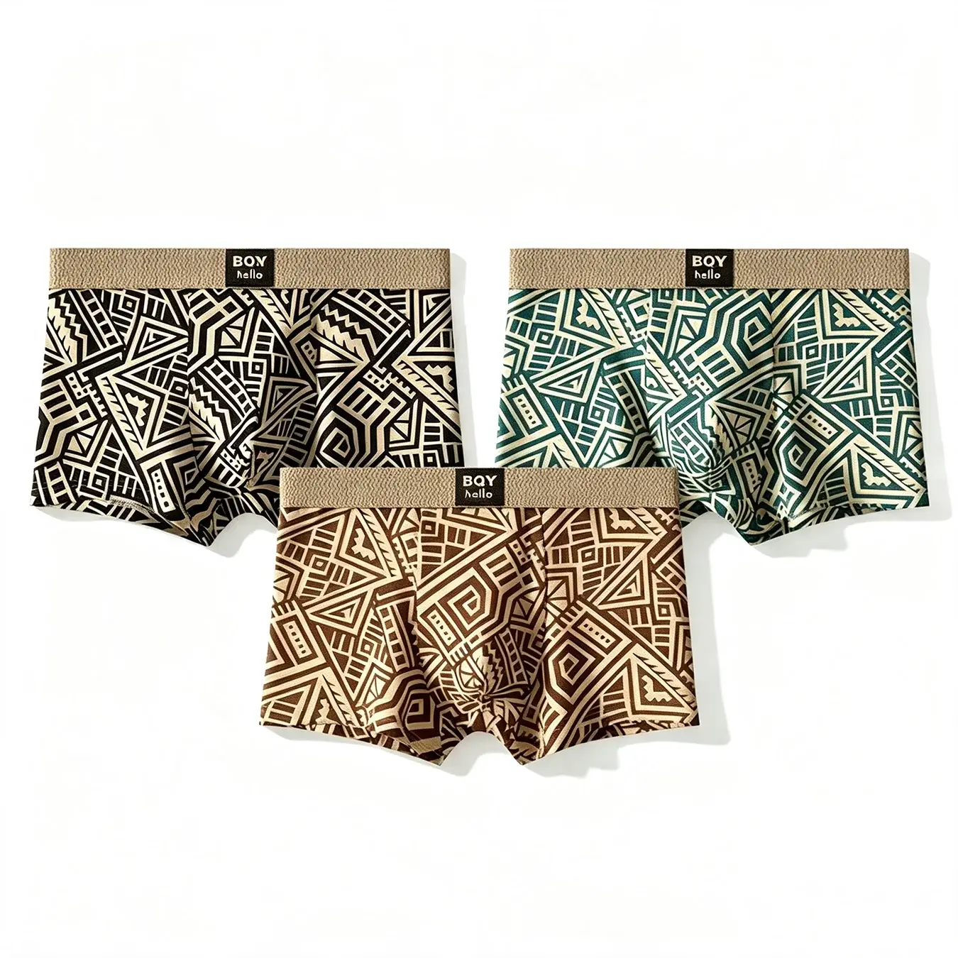 Erkek Nefes Rahat İç Giyim Amerikan Tarzı Kişiselleştirilmiş Boxer Şort Baskılı Trendy Etnik Retro Kare Külot