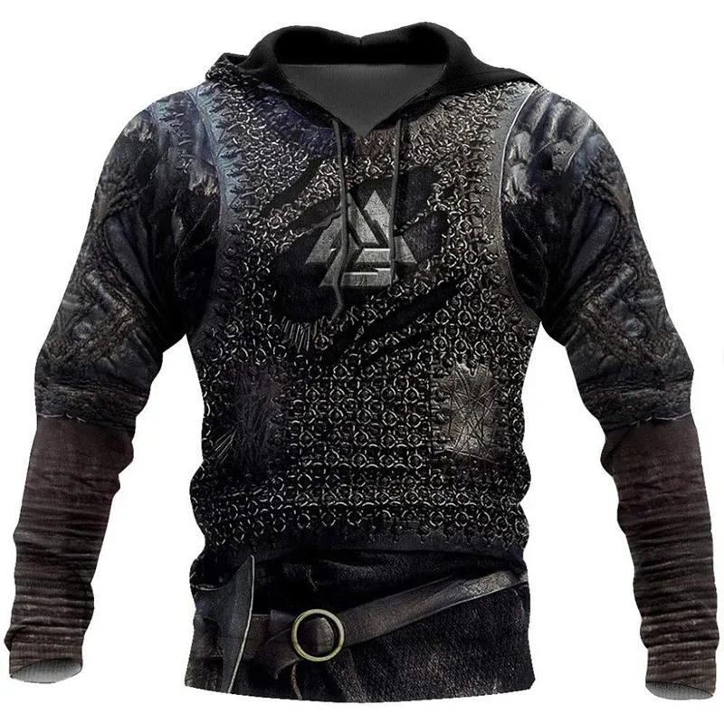 Sweat à capuche pour hommes, motif de tatouage d'aigle Vikings imprimé en 3D, mode décontractée, Harajuku Hip Hop, automne et hiver, surdimensionné, 2024