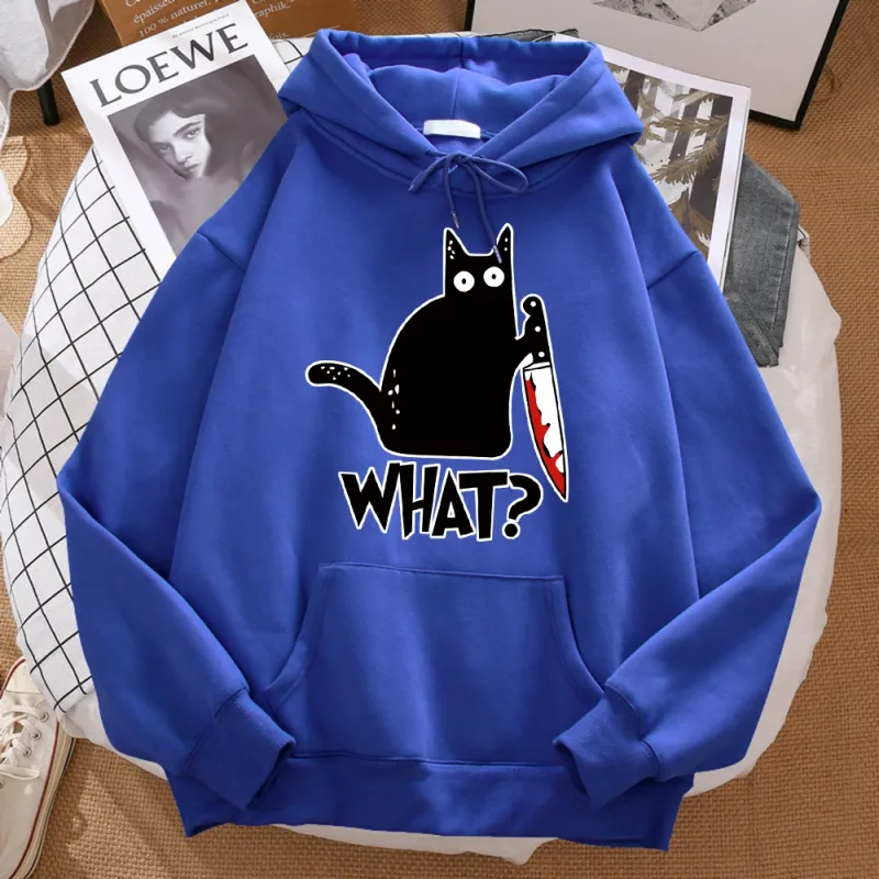 Was für eine süße kleine schwarze Katze, die ein Messer hält. Männer Hoodie Street Fleece Hoody Hipster Herbst Sweatshirt Hip Hop Kleidung Frau — image 12