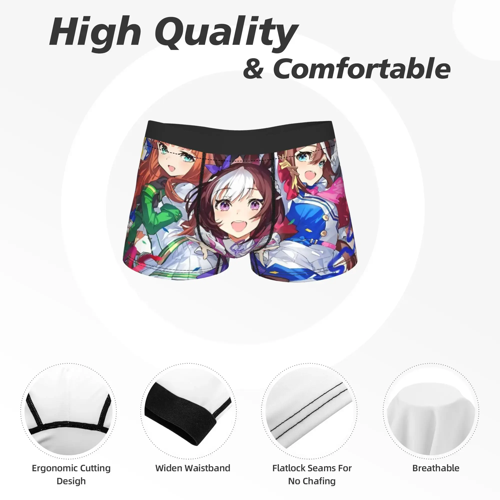 Men Uma musume Pretty Derby Anime Underwear Humor Boxer Briefs Shorts Panties Male Breathable Underpants Plus Size — image 2