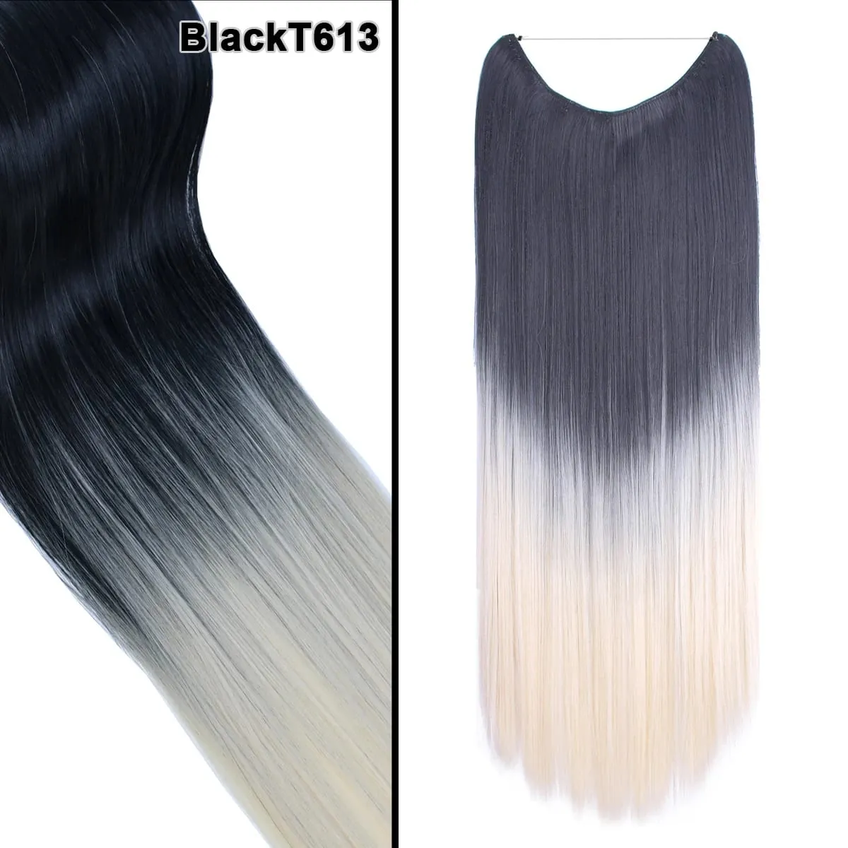 Jeedou κυματιστά μαλλιά Extension Elasticity Αόρατο σύρμα Fish Line One Piece No Clips Συνθετικά Hairpieces Ombre Χρώμα για γυναίκες — image 30