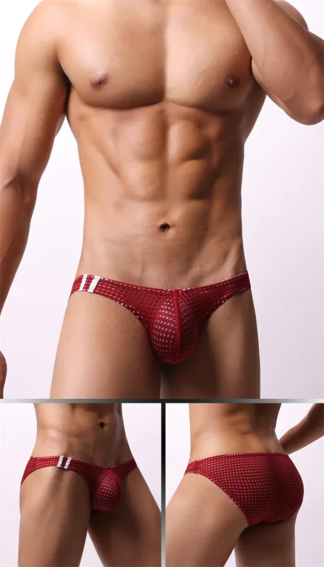 Calzoncillos para hombre, ropa interior con agujeros transpirables de verano, ropa interior convexa en U, ropa interior fina de cintura baja para hombre, Calzoncillos antideslizantes