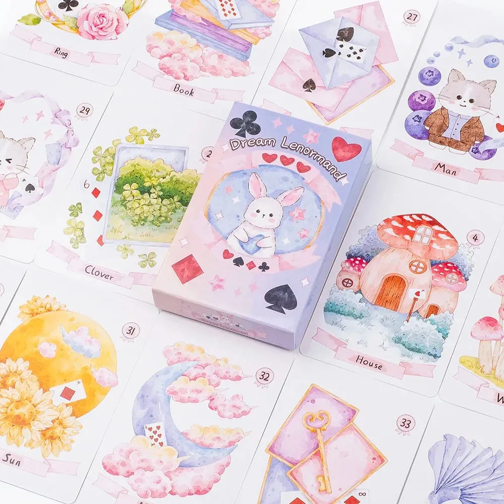 Dream Lenormand Tarot Deck 43 Cards Oracle Επιτραπέζιο Παιχνίδι για Παιδιά Οικογένεια & Φίλοι Perfect Puzzle Leisure Activity 8,9 x 5,7 cm