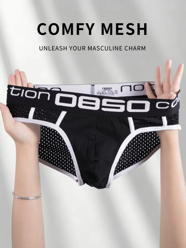 Men's PUMP! Mesh Briefs U Convex Pouch Elastic Waistband Breathable Quick Dry Sport Underwear — image 4