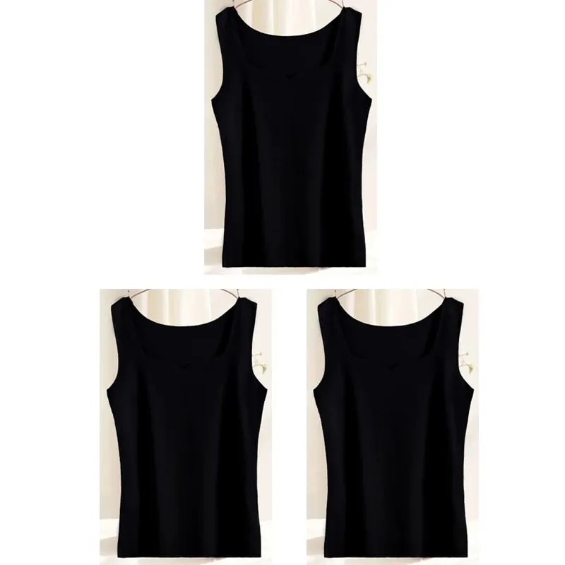 3db Női Thermal Felső Lány Nyommentes Egyszínű Mellény Alapréteg Meleg Tankfelső Őszi Téli Női Szexi Vékony Camisole — image 12