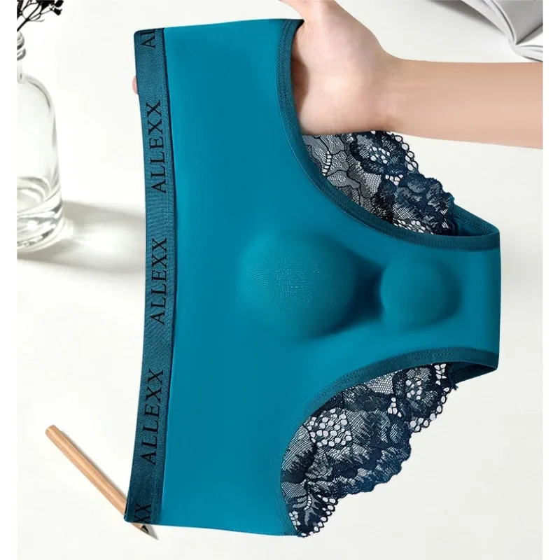 Men's Sexy Briefs Sheer Lace Ice Silk Panties Leopard Printed Letter Sissy Lingerie Bullet Separation Pouch Ultra-Thin Underwear — image 2
