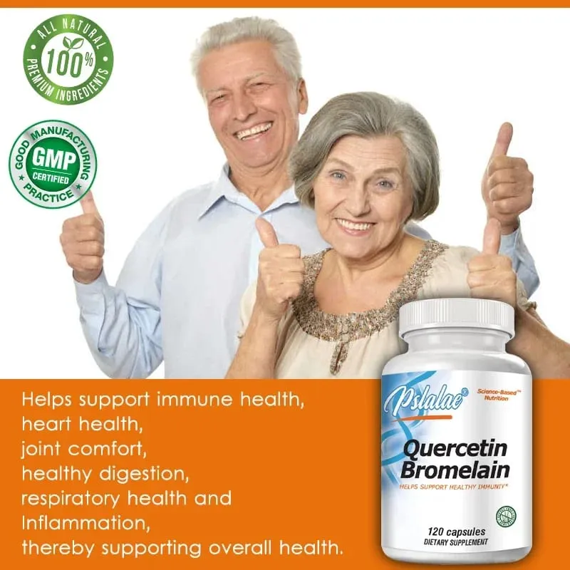 Quercetin Bromelain תמיכה חיסונית לבריאות מפרקים ובריאות דרכי הנשימה קפסולות טבעוניות ללא GMO