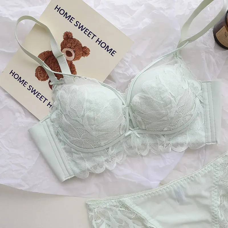 French Garden MOYISU Lace Σετ σουτιέν 32-38 AB Wireless Thin Cup Push Up Anti Sag セクシー Υποστήριξη Εσώρουχα Κατάλληλο μικρό μπούστο