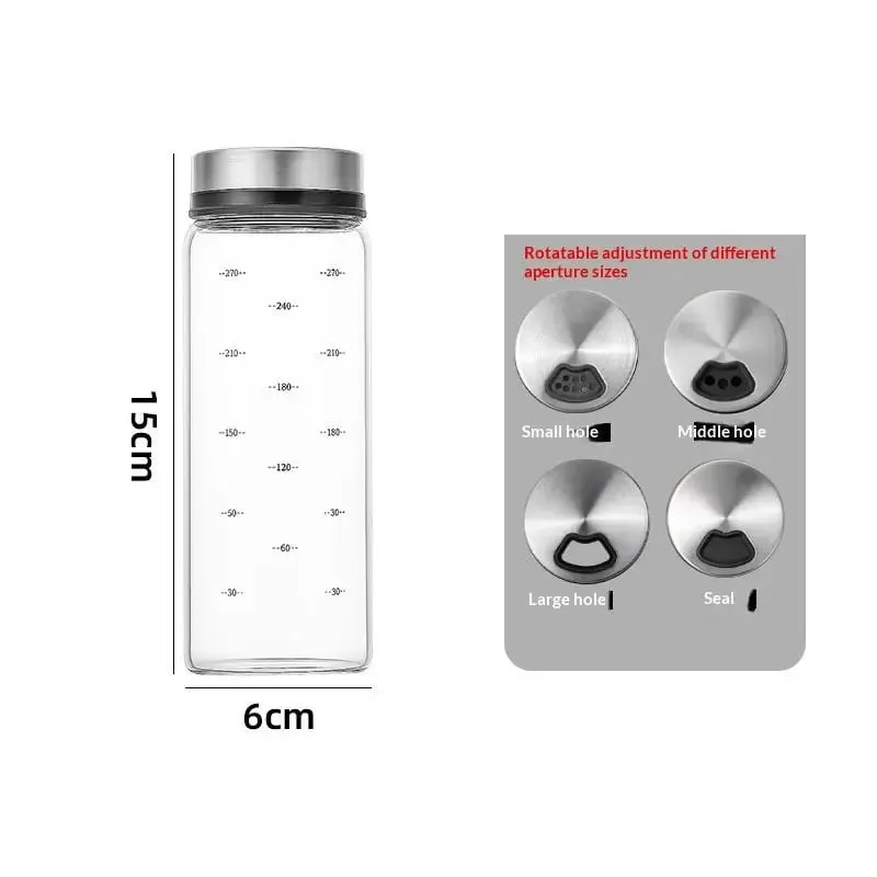 200/300/500ml High Borosilicate Glass Seasoning Can Salt Sesame Solid Condiment Seal Bottle Pepper Spice Shaker With Rotary Lid