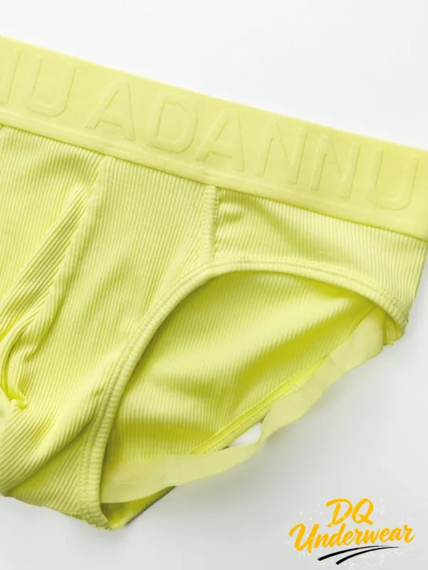 1 pz slip maschili a coste tinta unita ADANNU logo in rilievo elastico in vita stretch comfort quotidiano bikini mutande AD759 — image 2