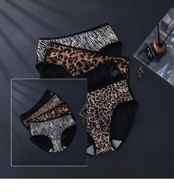 Men's Leopard Zebra Lace Brief 3D Contour Pouch High Rise Underpant High Elastic Sexy Male Underwear Breathable Sports Panties